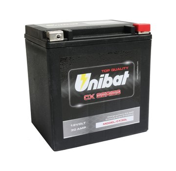 Unibat CX30L Heavy Duty Battery AGM, 510 A, 30.0 Ah  Fits:>  97-22 Touring, 09-22 Trike