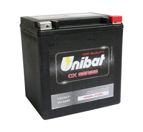 Unibat CX30L Heavy Duty Battery AGM, 510 A, 30.0 Ah  Fits:>  97-22 Touring, 09-22 Trike