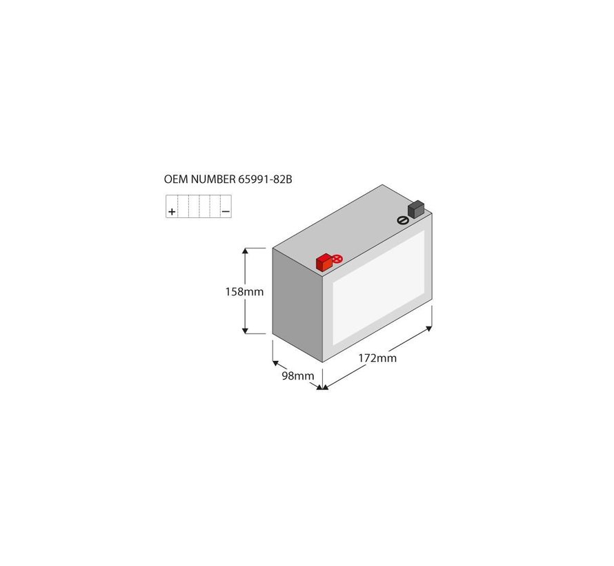 CX16B Heavy Duty Battery AGM, 435 A, 19.0 Ah Fits:>  79-96 Sportster, 71-84 FX Shovel, 85-94 FX Model, 84-90 Softail