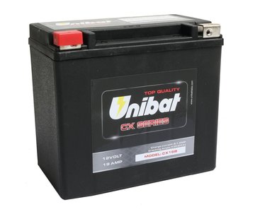 Unibat CX16B Batería de servicio pesado AGM, 435 A, 19.0 Ah Compatible con:> Sportster 79-96, pala FX 71-84, modelo FX 85-94, Softail 84-90