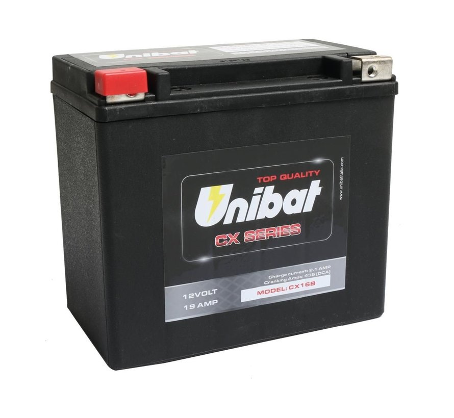 Batterie AGM à usage intensif CX16B, 435 A, 19,0 Ah Compatible avec :> 79-96 Sportster, 71-84 FX Shovel, 85-94 FX Model, 84-90 Softail