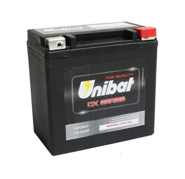 Unibat CX14L Heavy Duty Battery AGM, 275 A, 12.0 Ah  Fits:> Sportster, Street, Pan America