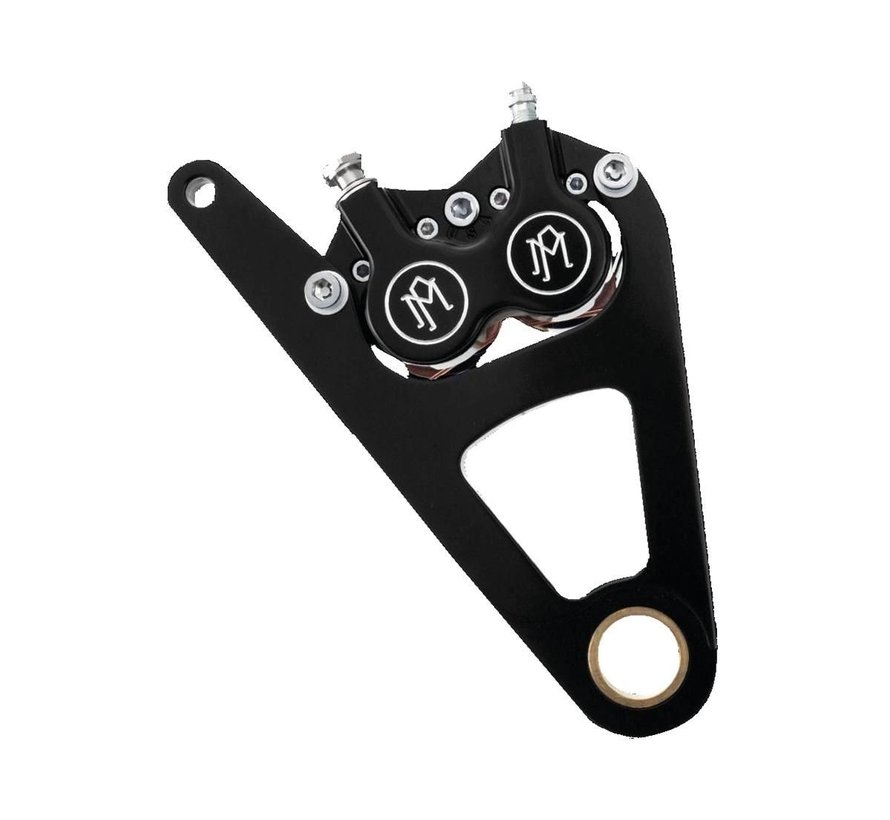 right front 4-p caliper with bracket Fits: > 00-06 Softail FXSTS Springers