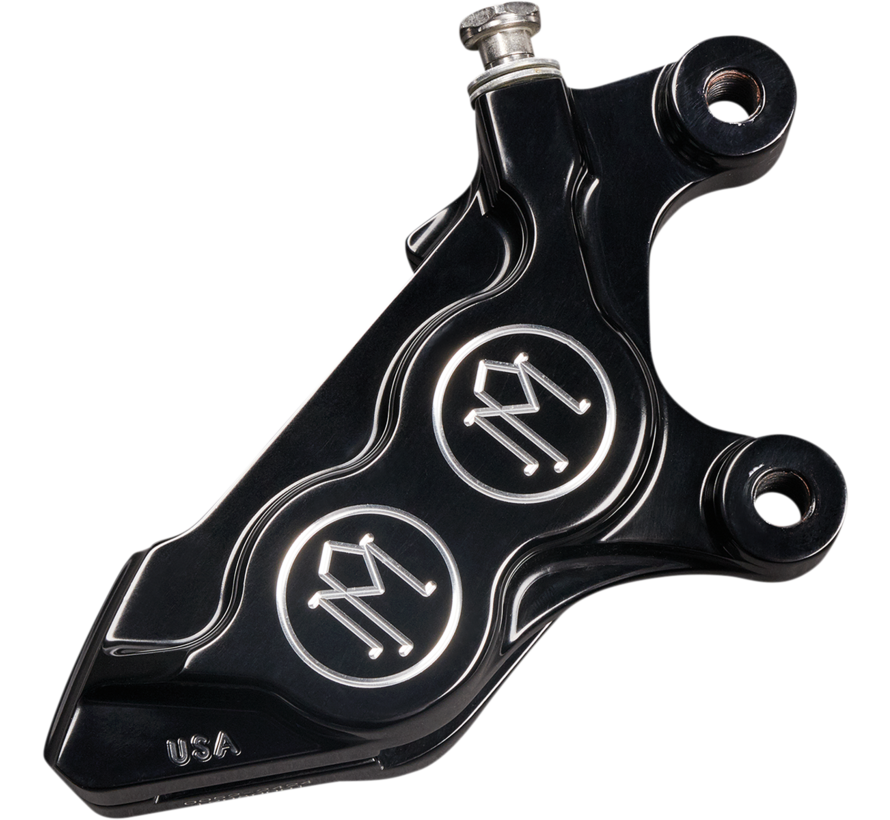 Pinza de 4 pistones para rotor de 11,5 pulgadas Compatible con: > 00-14 Softail; 00-17 Dina; 00-07 gira; 00-13 XL; 02-05 V-varilla