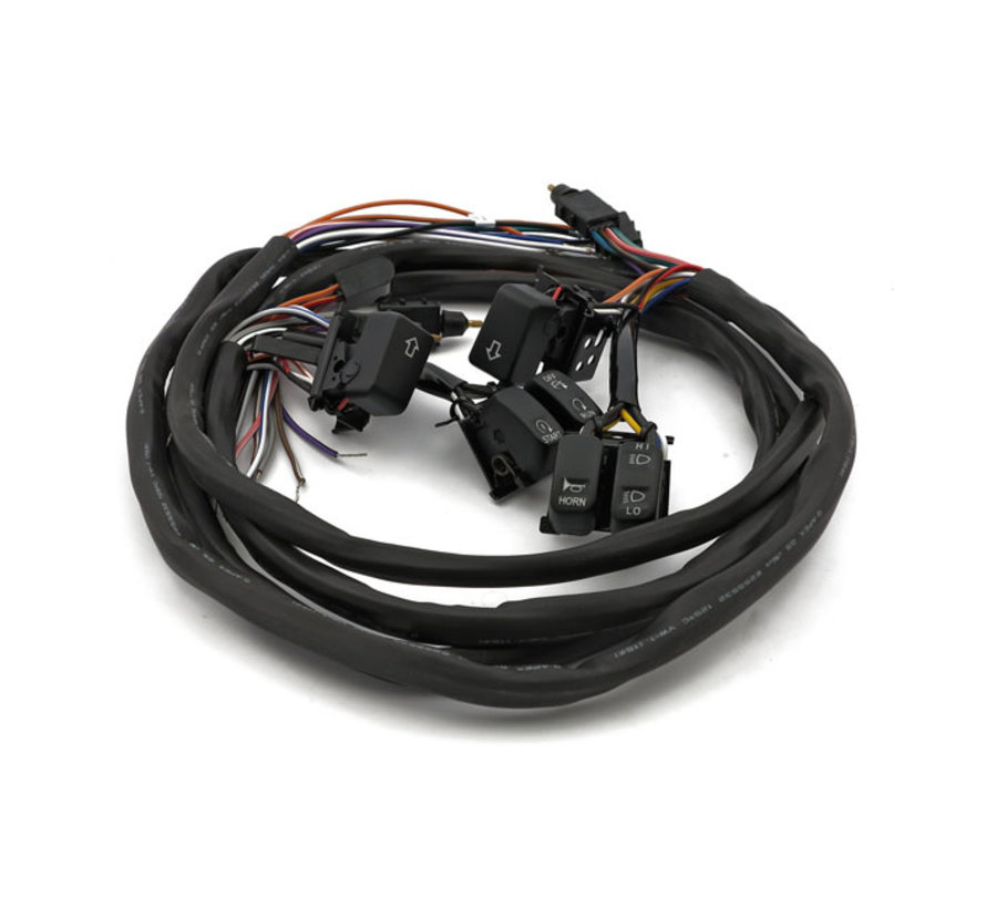 Interruptor de manillar y kit de cableado Radio. Compatible con LED: > 96-06 FLT/Touring