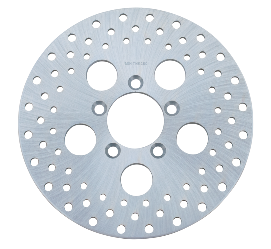 Gebohrte Bremsscheibe aus Edelstahl 11,5 Zoll Passend für: > 92-99 Sportster, 91-94 FX Model, 92-99 Dyna, 92-99 Softail