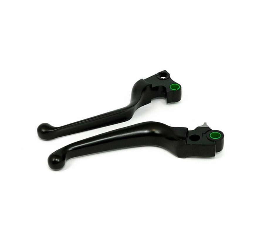 Wide Blade handlebar levers Fits: > 96-17 Dyna; 96-14 Softail; 96-07 Touring; 96-03 XL Sportster