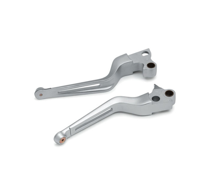 Dillinger levers silver 96-17 Bigtwins and Sportster Fits: > 96-17 Dyna; 96-14 Softail; 96-07 Touring; 96-03 XL Sportster
