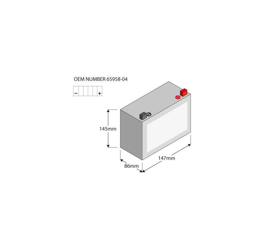 Batería AGM de servicio pesado CX14L, 275 A, 12,0 Ah Compatible con:> Buell, V-Rod, FTR