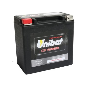 Unibat CX14L Heavy Duty Battery AGM, 275 A, 12.0 Ah  Fits:> Buell, V-Rod, FTR