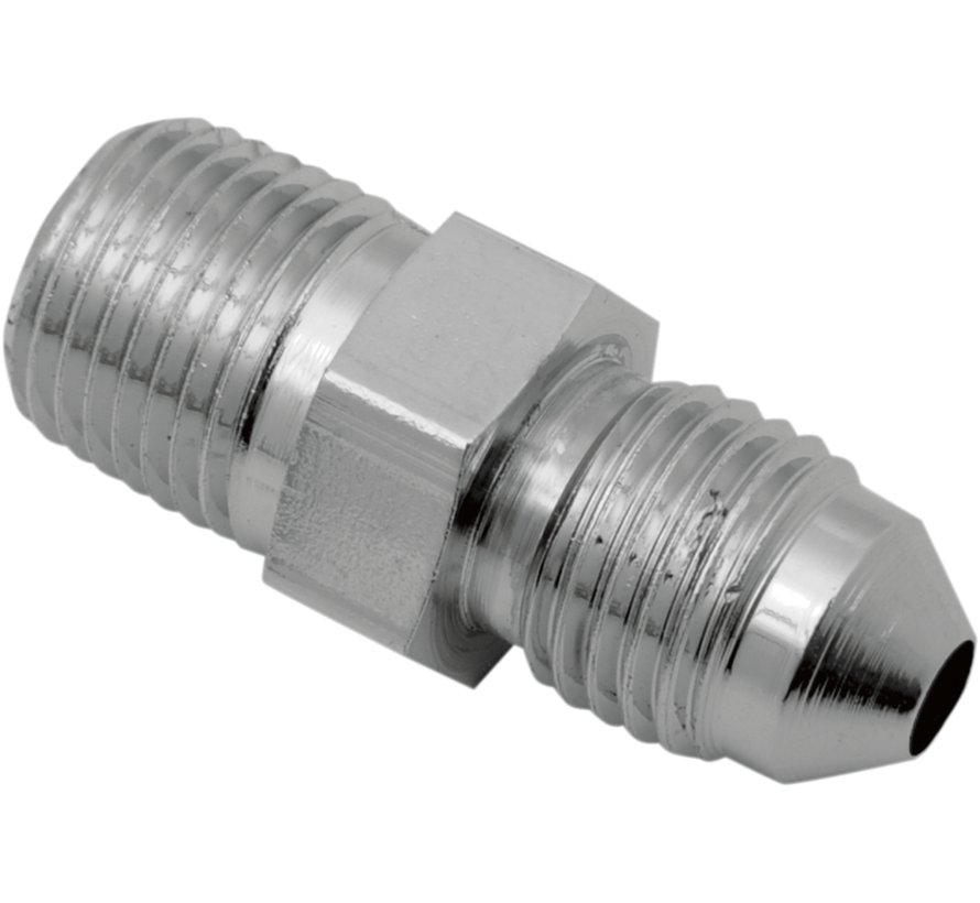 Acoplamiento de línea de freno de acero cromado 1/8" NPT macho, AN-3 Mal