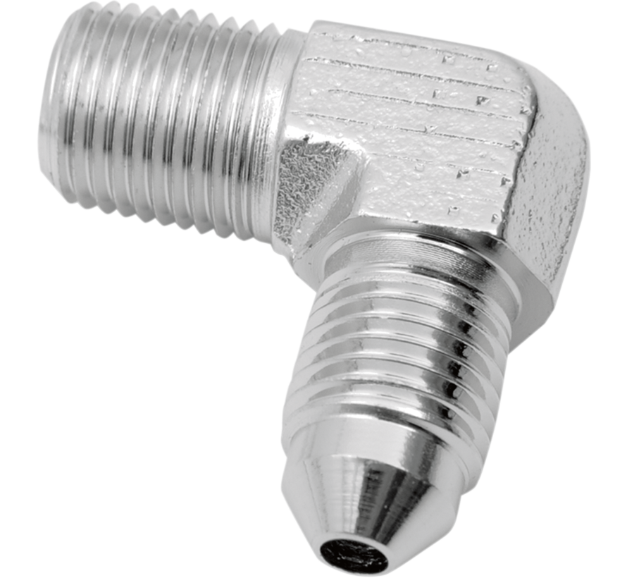 Chrome Steel Fitting  1/8" NPT Male, AN-3  90° Bend