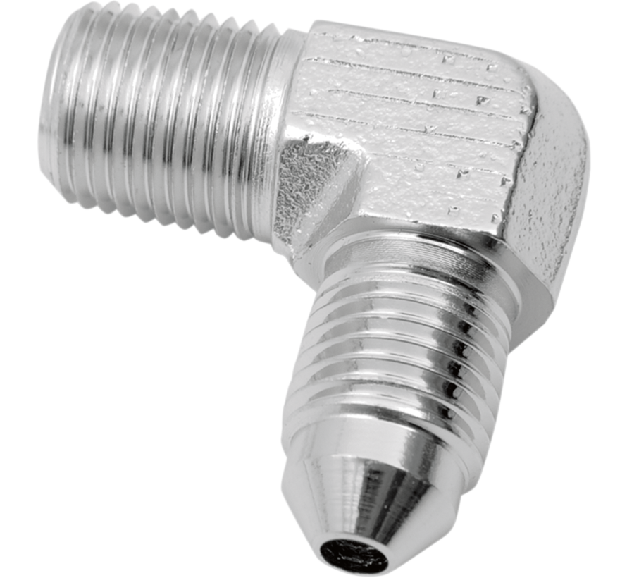 Raccord en acier chromé 1/8" NPT mâle, AN-3 coude à 90°