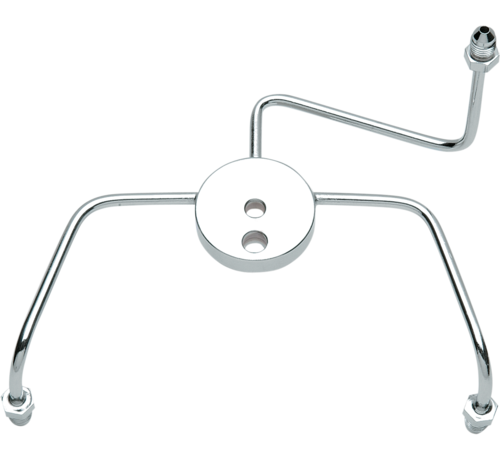 TC-Choppers Chrome Steel Front Brake Tee with Fittings for Wide Glide Dual-Disc Applications