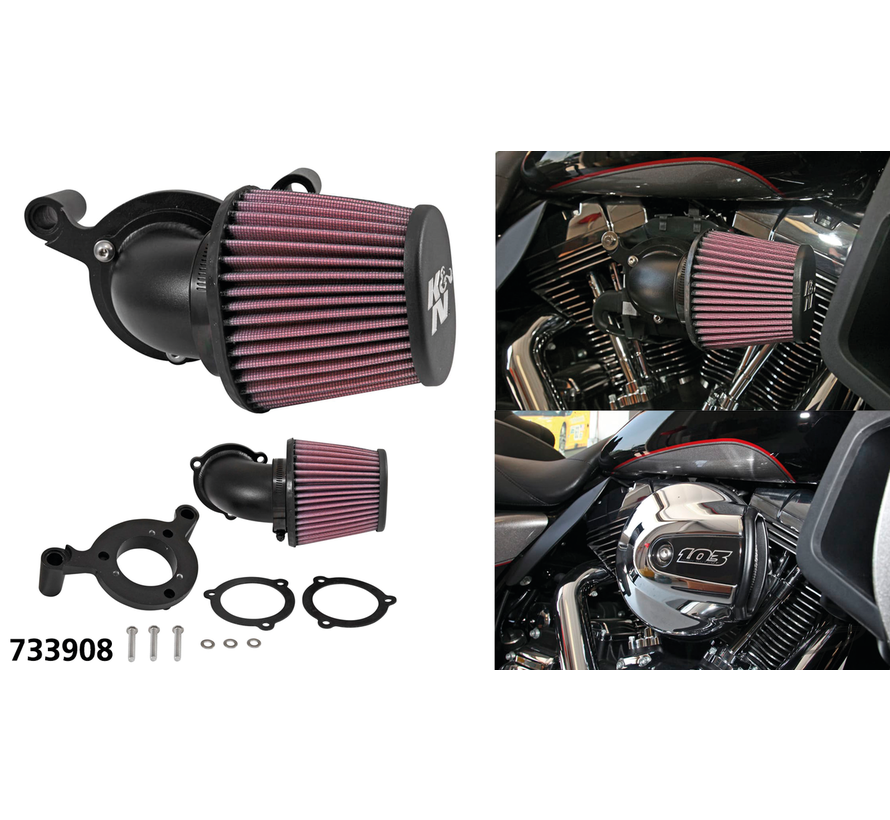 Aircharger performance air intake kit Fits: >2008-2016 Touring, 2009-2016 Trike, 2011-2017 Softail and 2016-2017 FXDLS Dyna Low Rider S