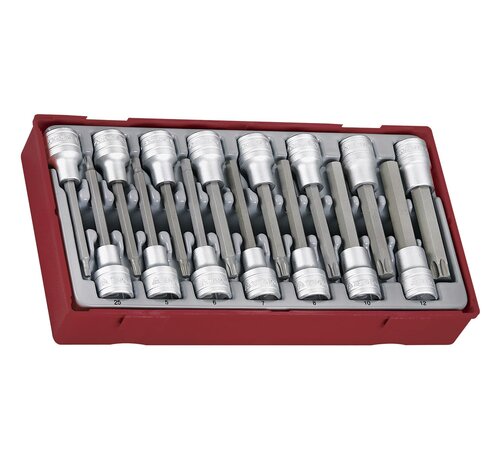 Teng Tools TTTXH15 15-teilige Steckschlüsseleinsätze mit 1/2-Zoll-Antrieb, Sechskant-Torx, lang