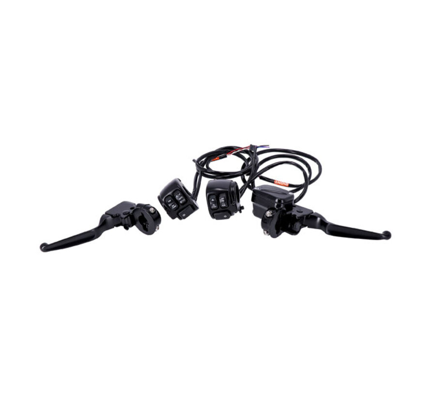 Kit de control, interruptor y cableado del manillar. Puede transportar. Negro Compatible con: > 11-23 Softail Dyna Sportster