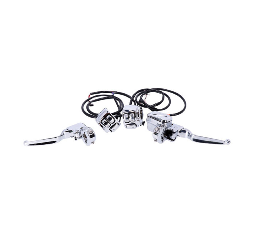 Handlebar control, switch & wiring kit. CAN-bus. Black Fits: > 11-23 Softail Dyna Sportster