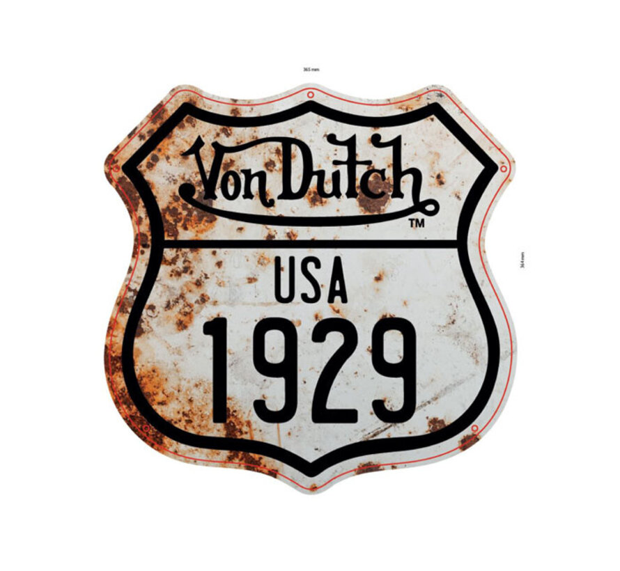 Plaque métallique Von Dutch 1929 blanche