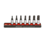 The bit socket rail 1/4 inch 7-piece US_SAE is a product that offers convenience and efficiency for users. It includes a set of 7 bit sockets designed for US_SAE measurements. The key features of this product are its durable construction, easy organizatio