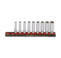 The deep socket rail set 1/4 inch 9-piece US_SAE is a product that offers a convenient and organized solution for storing and accessing deep sockets. Its key features include a rail system that securely holds the sockets in place, a 1/4 inch drive size, a