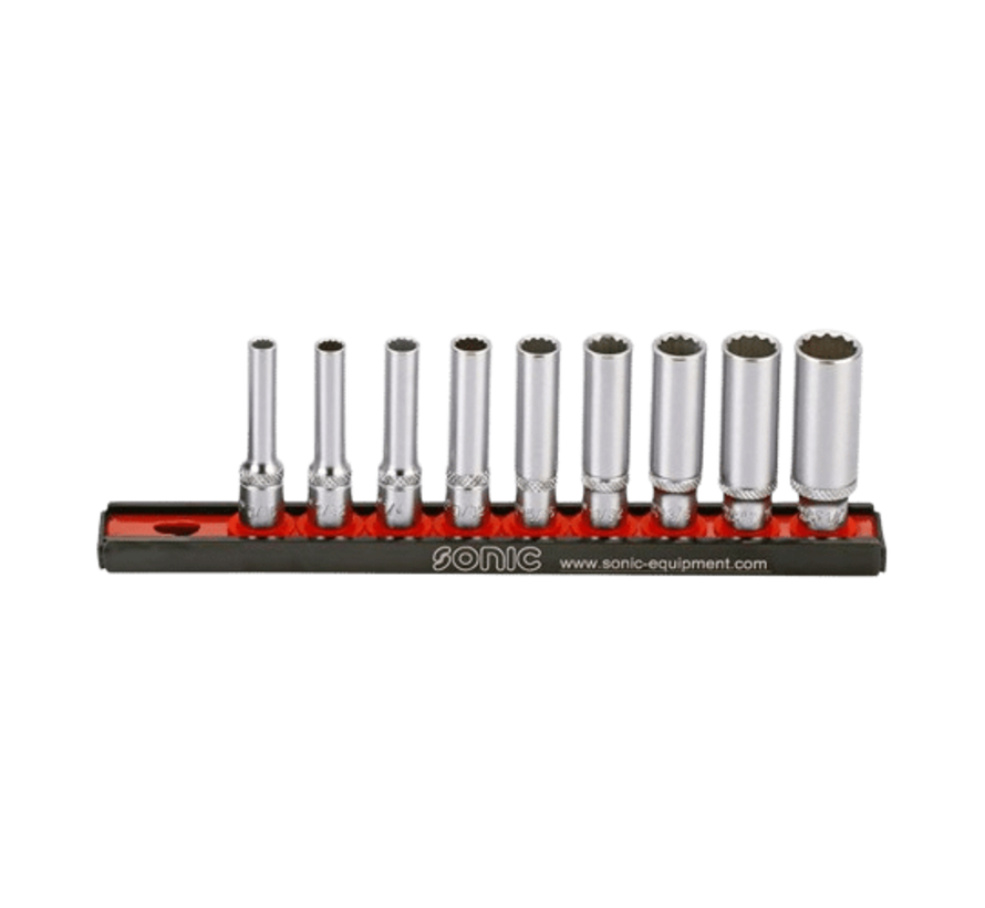 The deep socket rail set 1/4 inch 9-piece US_SAE is a product that offers a convenient and organized solution for storing and accessing deep sockets. Its key features include a rail system that securely holds the sockets in place, a 1/4 inch drive size, a