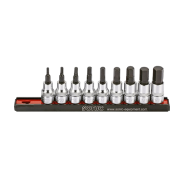 Sonic Tools High-Quality 9-Piece US_SAE Hex Bit Socket Rail Set - 3/8 Inch: Durable and Versatile Tools for Precision Work
