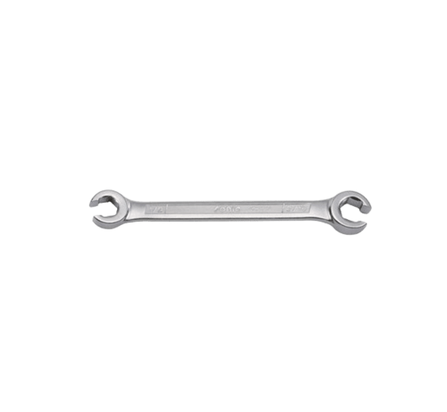 The flare nut wrench 1/4 inch x 5/16 inch US_SAE is a versatile tool designed for tightening or loosening nuts in plumbing and automotive applications. Its key features include a compact size, a double-ended design with different sizes on each end, and a