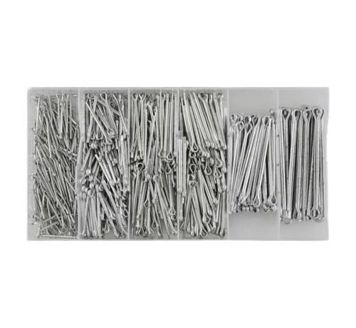 Sonic Tools The Cotter Pin Assortment Box is a 555-piece set designed for easy and secure fastening. It offers a wide range of cotter pins in various sizes, making it versatile for different applications. The key features of this product include its comprehensive ass
