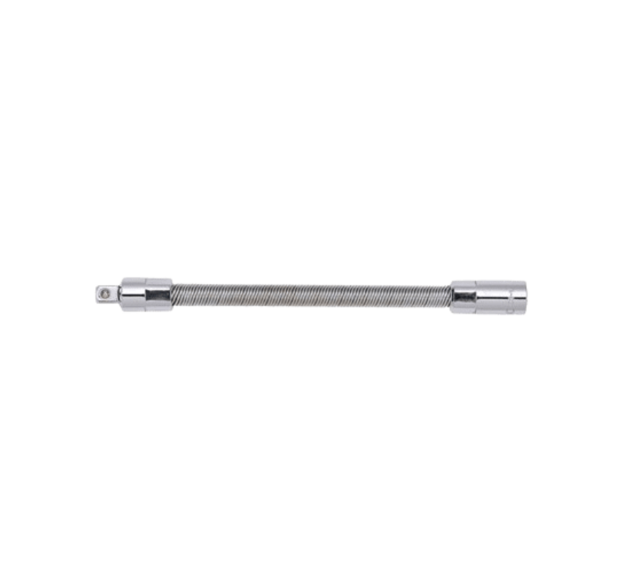 The flexible socket extension is a 149mm long tool with a 1/4 inch drive. Its key features include flexibility, durability, and compatibility with various socket sizes. This extension allows for easy access to hard-to-reach areas and provides increased ma