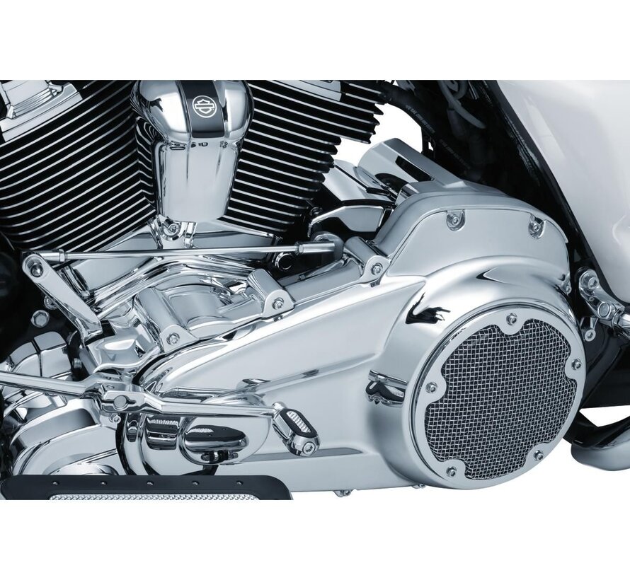 Precision Inner Primary Cover chrome or gloss black  Fits: > 17-23 Touring, Trikes