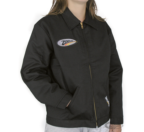 Dickies We don't forget junior with this Genuine Dickies brand jacket. Kid sizes for a perfect fit. Features Zodiac logo, slash front pockets, pencil pocket on left sleeve, heavy-duty brass zipper front closure and adjustable tabs at waistband. In black, what els