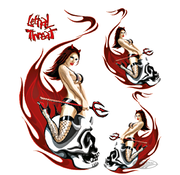 Lethal Threat Decals LETHAL THREAT "BIKE TATTOOS" DESIGNS AND TANK DECALS, SKULL RIDE 6"X8"