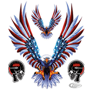 Lethal Threat Decals LETHAL THREAT "BIKE TATTOOS" DESIGNS AND TANK DECALS, USA EAGLE ATTACK DECAL 6X8 IN DECAL
