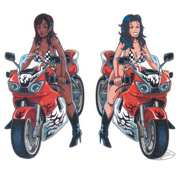 Lethal Threat Decals LETHAL THREAT "BIKE TATTOOS" DESIGNS AND TANK DECALS, Sport bike girls 2.125"x3.875" decal