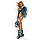 LETHAL THREAT "BIKE TATTOOS" DESIGNS AND TANK DECALS, Helmet babe blue decal 2.8"x8"
