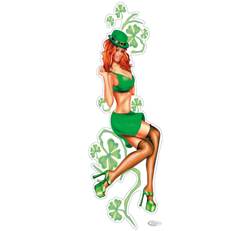 Lethal Threat Decals LETHAL THREAT "BIKE TATTOOS" DESIGNS AND TANK DECALS, Irish lass babe decal 2.7"x8.3"