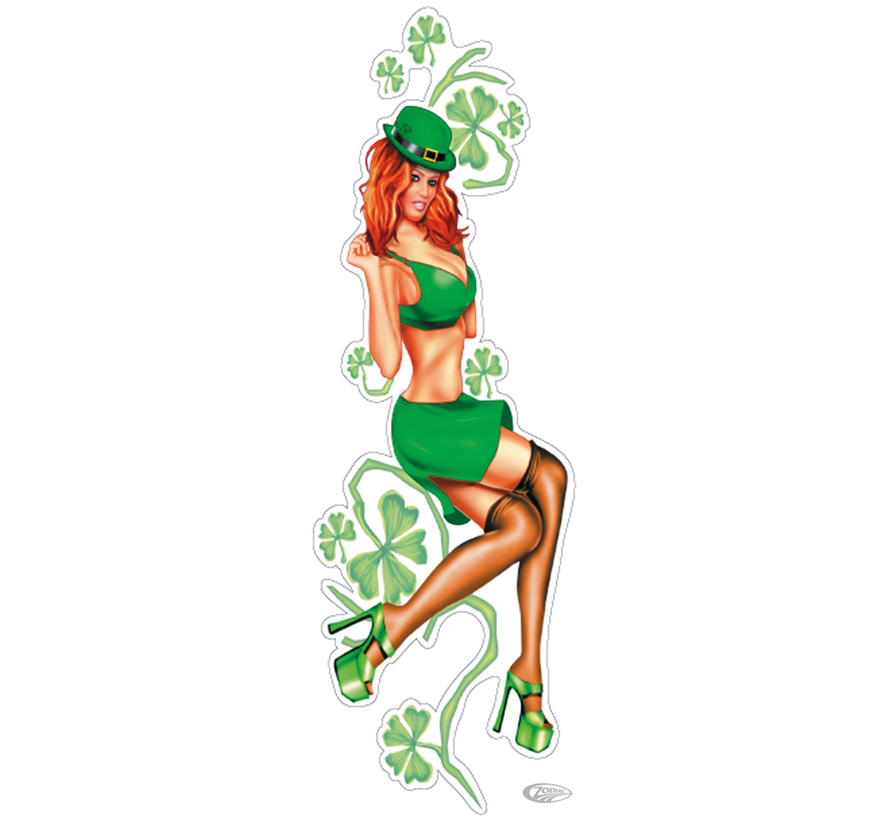 LETHAL THREAT "BIKE TATTOOS" DESIGNS AND TANK DECALS, Irish lass babe decal 2.7"x8.3"