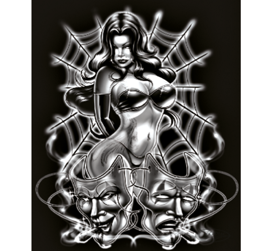 LETHAL THREAT "BIKE TATTOOS" DESIGNS AND TANK DECALS, SPIDER WOMAN  6"X8"