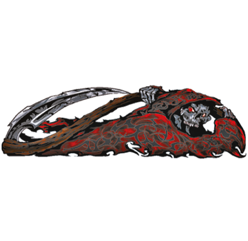Lethal Threat Decals LETHAL THREAT "BIKE TATTOOS" DESIGNS AND TANK DECALS, RED TRIBAL REAPER LEFT 3"X10"