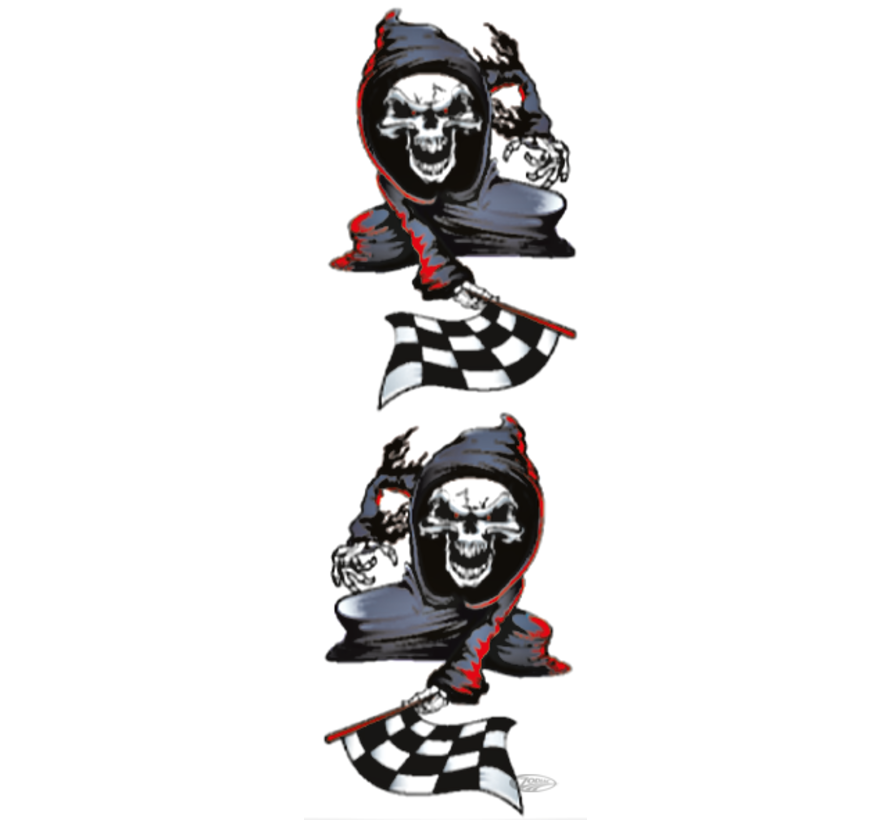 LETHAL THREAT "BIKE TATTOOS" DESIGNS AND TANK DECALS, RACE REAPER 3"X10"