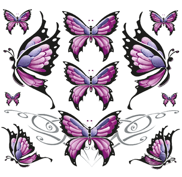 Lethal Threat Decals LETHAL THREAT "BIKE TATTOOS" DESIGNS AND TANK DECALS, BUTTERFLY SHEET LG 11,5"X11,75"