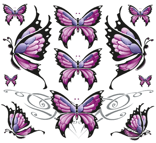 Lethal Threat Decals LETHAL THREAT "BIKE TATTOOS" DESIGNS AND TANK DECALS, BUTTERFLY SHEET LG 11,5"X11,75"