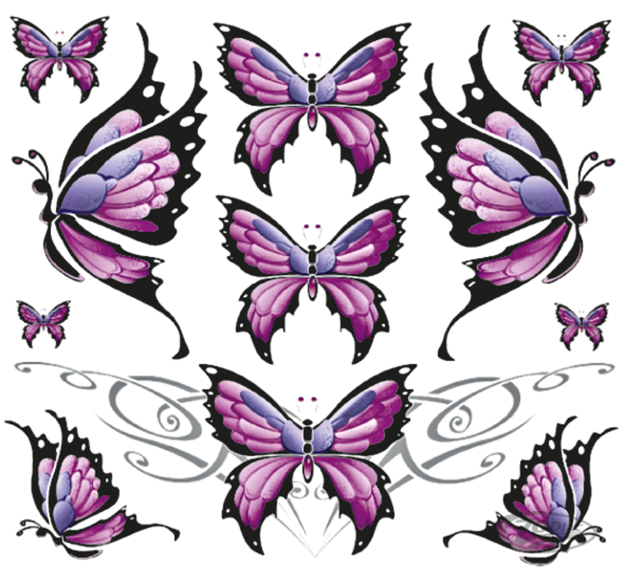 LETHAL THREAT "BIKE TATTOOS" DESIGNS AND TANK DECALS, BUTTERFLY SHEET LG 11,5"X11,75"