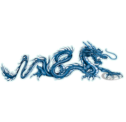 Lethal Threat Decals LETHAL THREAT "BIKE TATTOOS" DESIGNS AND TANK DECALS, Blue dragon right decal 2.69"x8"