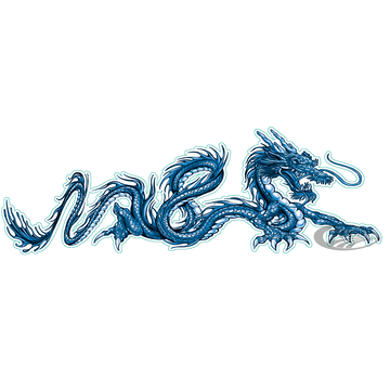 Lethal Threat Decals LETHAL THREAT "BIKE TATTOOS" DESIGNS AND TANK DECALS, Blue dragon right decal 2.69"x8"