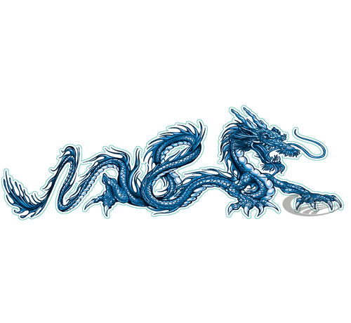 Lethal Threat Decals LETHAL THREAT "BIKE TATTOOS" DESIGNS AND TANK DECALS, Blue dragon right decal 2.69"x8"