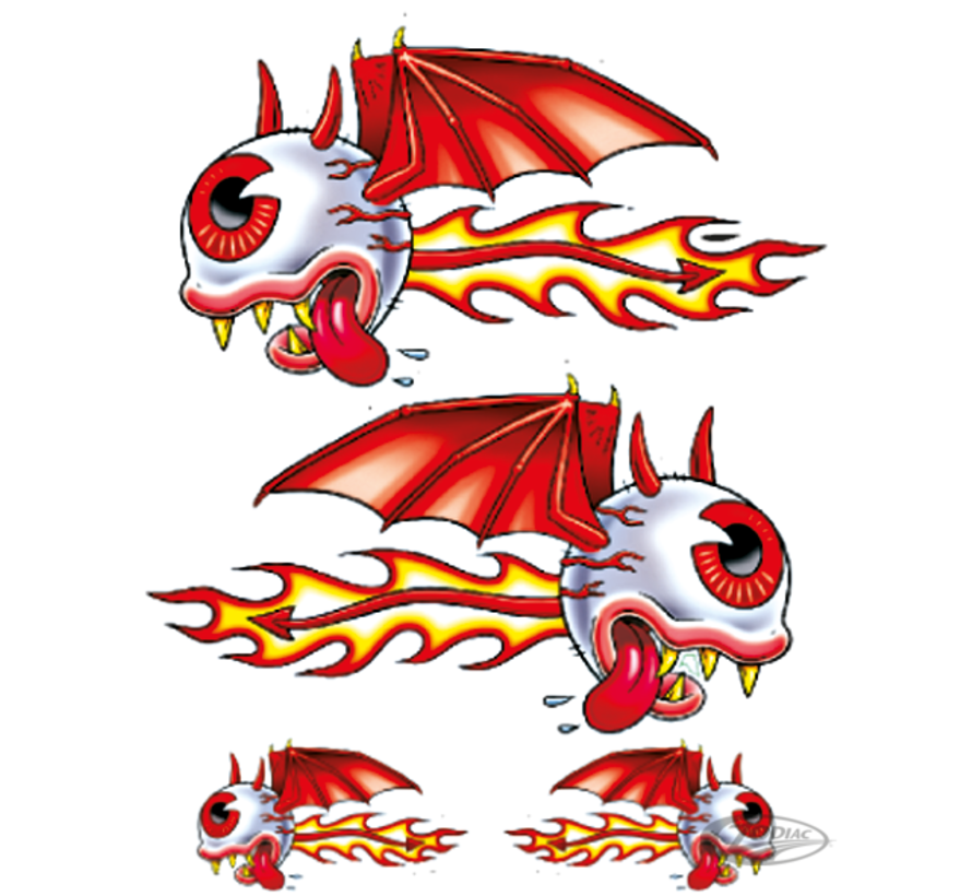 LETHAL THREAT "BIKE TATTOOS" DESIGNS AND TANK DECALS, DEVIL EYES 6"X8"