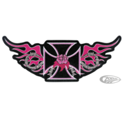 Lethal Threat Decals LETHAL THREAT EMBROIDERED PATCHES, Pink Iron Cross patch 12.25"x5"