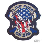 Lethal Threat Decals LETHAL THREAT EMBROIDERED PATCHES, LIVE FREE OR DIE USA SKULL 11"X11,5"
